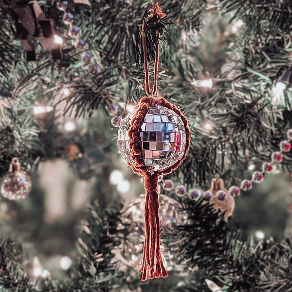 Macrame Disco Holiday Ornament