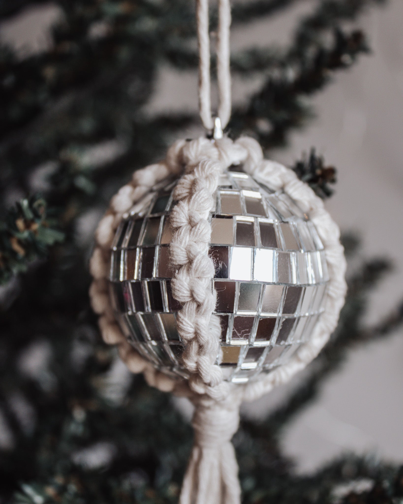 Macrame Disco Holiday Ornament