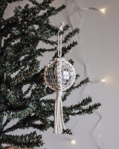 Macrame Disco Holiday Ornament