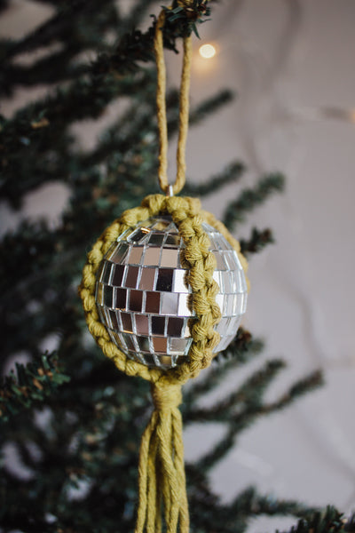 Macrame Disco Holiday Ornament