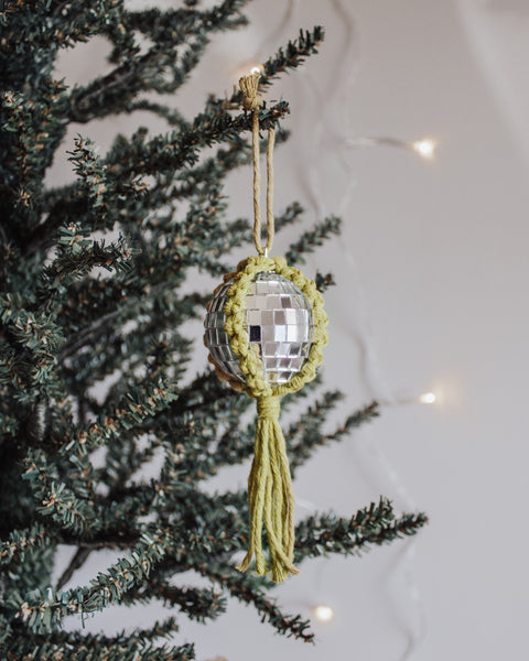 Macrame Disco Holiday Ornament