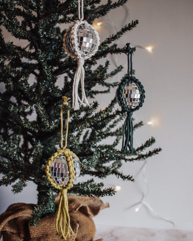 Macrame Disco Holiday Ornament