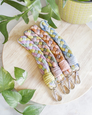 Multicolored Braided Macrame Wristlet