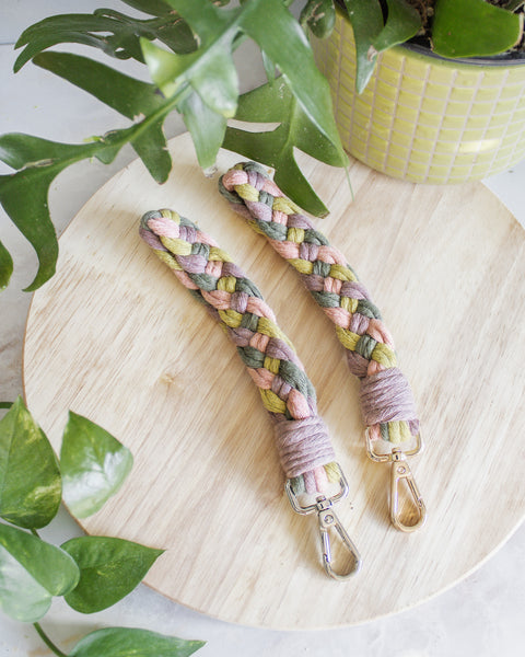 Multicolored Braided Macrame Wristlet