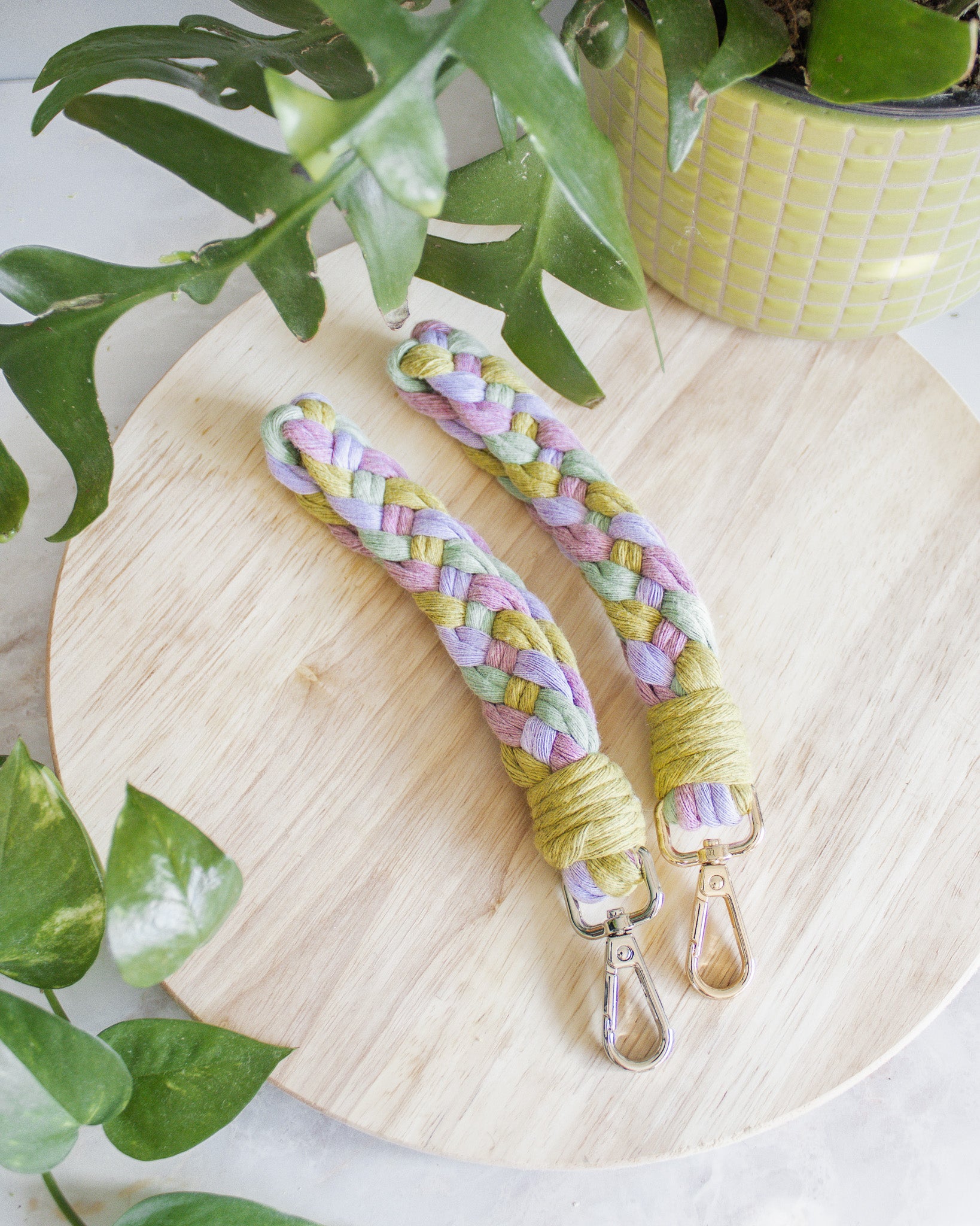 Multicolored Braided Macrame Wristlet