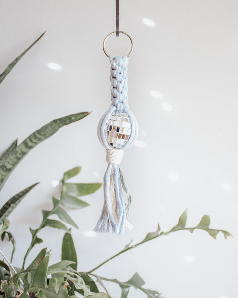 Disco Ball Macrame Car Charm