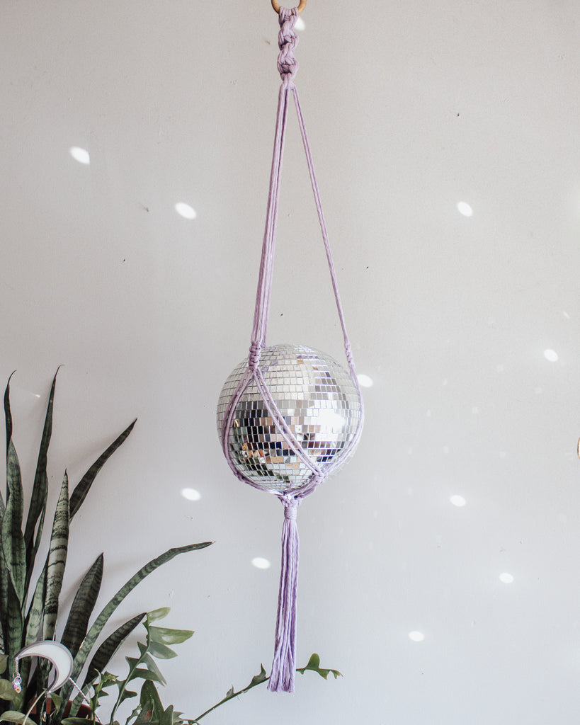 sphere plant hanger Chunky Twist Macrame Disco Ball Hanger Boho Suncatcher – Modern Bo Studio