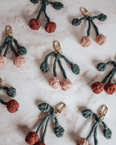 Macrame Cherry Keychains/Bag Charms