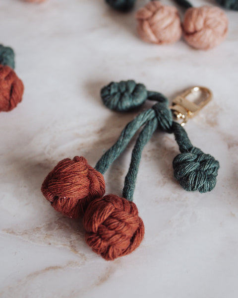 Macrame Cherry Keychains/Bag Charms