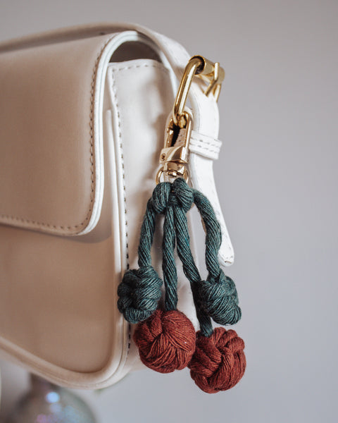 Macrame Cherry Keychains/Bag Charms