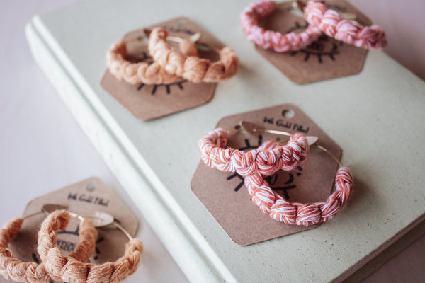 Spring Macrame Hoop Earring