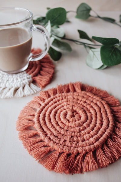 Colorblock Sunset Macrame Coasters - 2pk