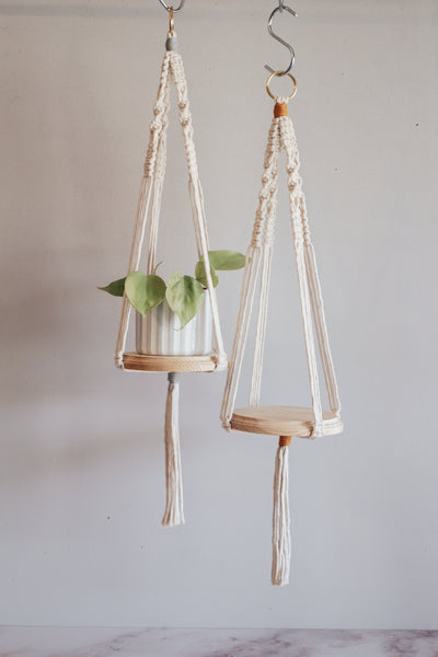 Macrame Hanger with Round Shelf