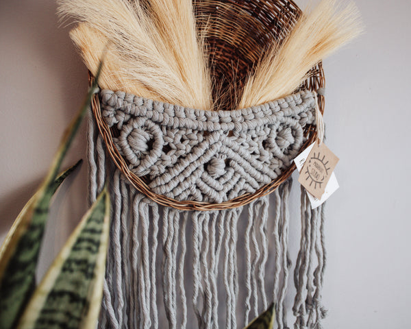 "Heather" -  Macrame Basket Wall Hanging