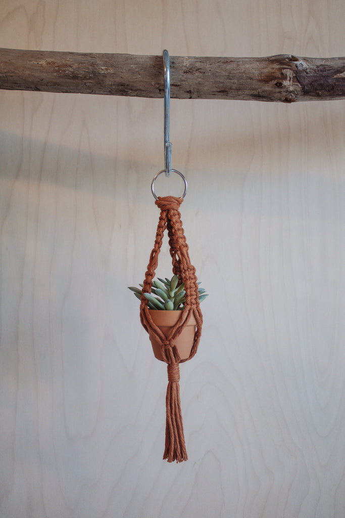 car macrame plant hanger Mini Macrame Plant Hanger Boho Car Accessory Faux Succulent – Modern Bo Studio