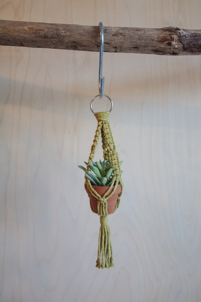 Mini Macrame Plant Hanger Car Charm