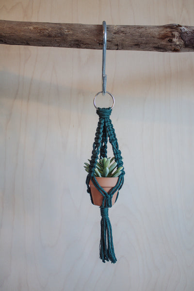 Mini Macrame Plant Hanger Car Charm