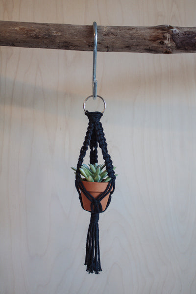 Mini Macrame Plant Hanger Car Charm