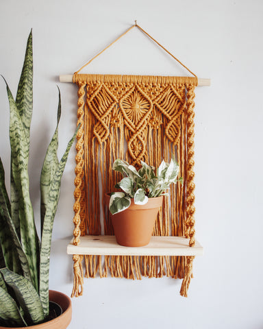 Marigold Macrame Hanging Shelf