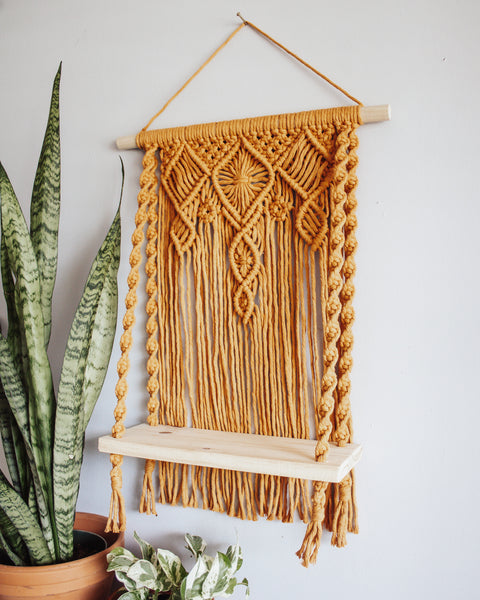 Marigold Macrame Hanging Shelf