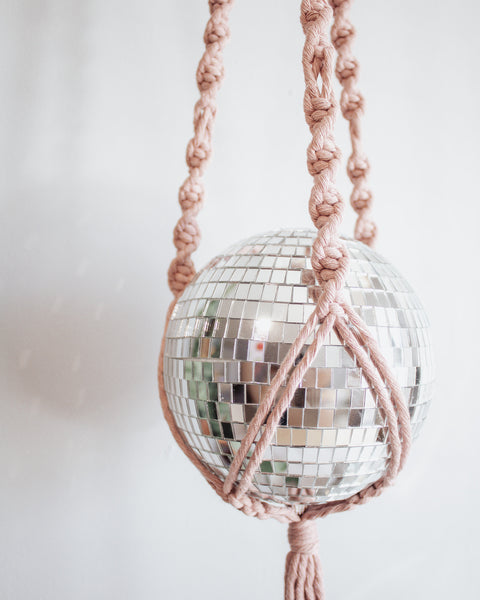 Large Disco Ball Macrame Hanger - 6 INCH