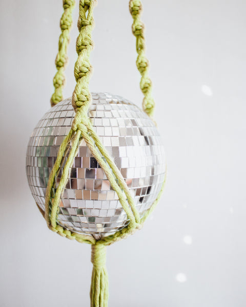 Large Disco Ball Macrame Hanger - 6 INCH