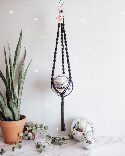 Large Disco Ball Macrame Hanger - 6 INCH