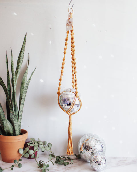 Large Disco Ball Macrame Hanger - 6 INCH