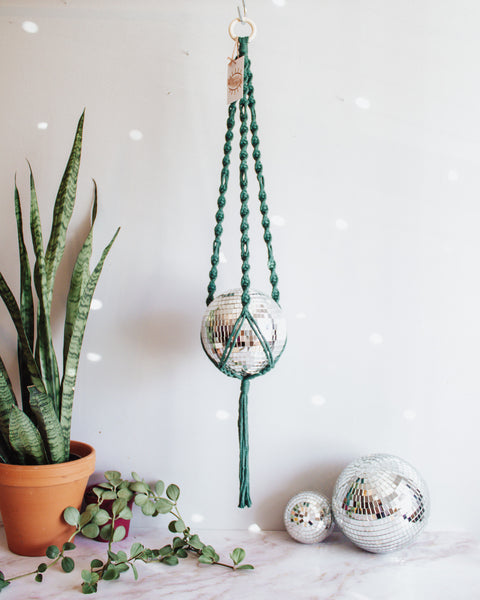 Large Disco Ball Macrame Hanger - 6 INCH