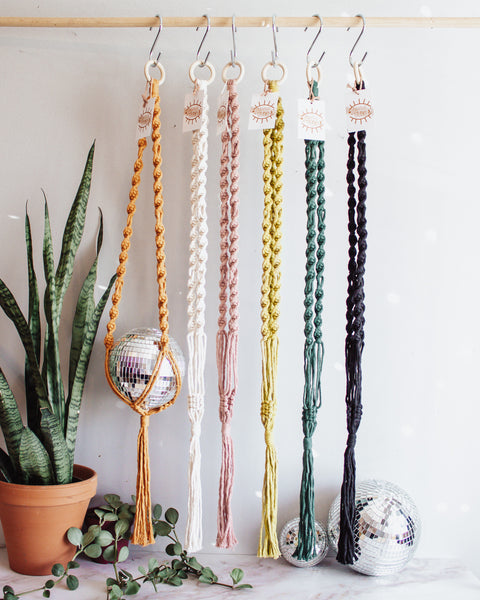 Large Disco Ball Macrame Hanger - 6 INCH