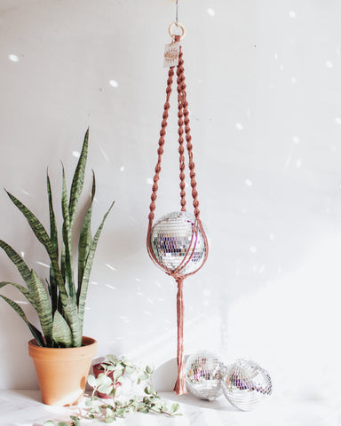 Extra Large Disco Ball Macrame Hanger - 8 INCH