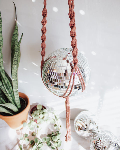 Extra Large Disco Ball Macrame Hanger - 8 INCH