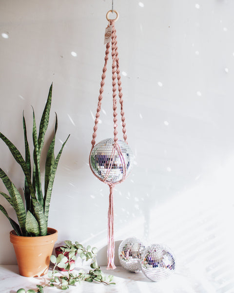 Extra Large Disco Ball Macrame Hanger - 8 INCH