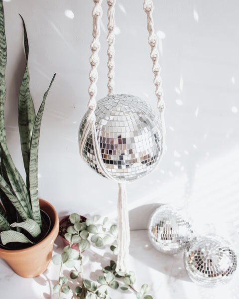 Extra Large Disco Ball Macrame Hanger - 8 INCH