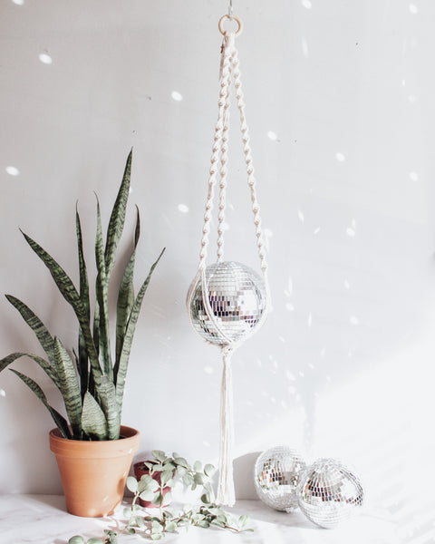 Extra Large Disco Ball Macrame Hanger - 8 INCH