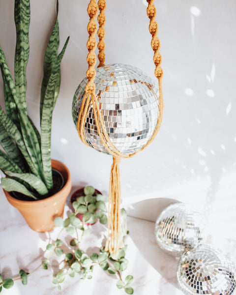 Extra Large Disco Ball Macrame Hanger - 8 INCH