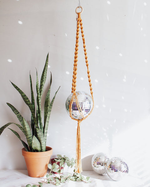 Extra Large Disco Ball Macrame Hanger - 8 INCH