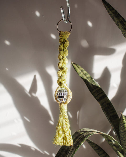 Mini Disco Ball Macrame Car Charms