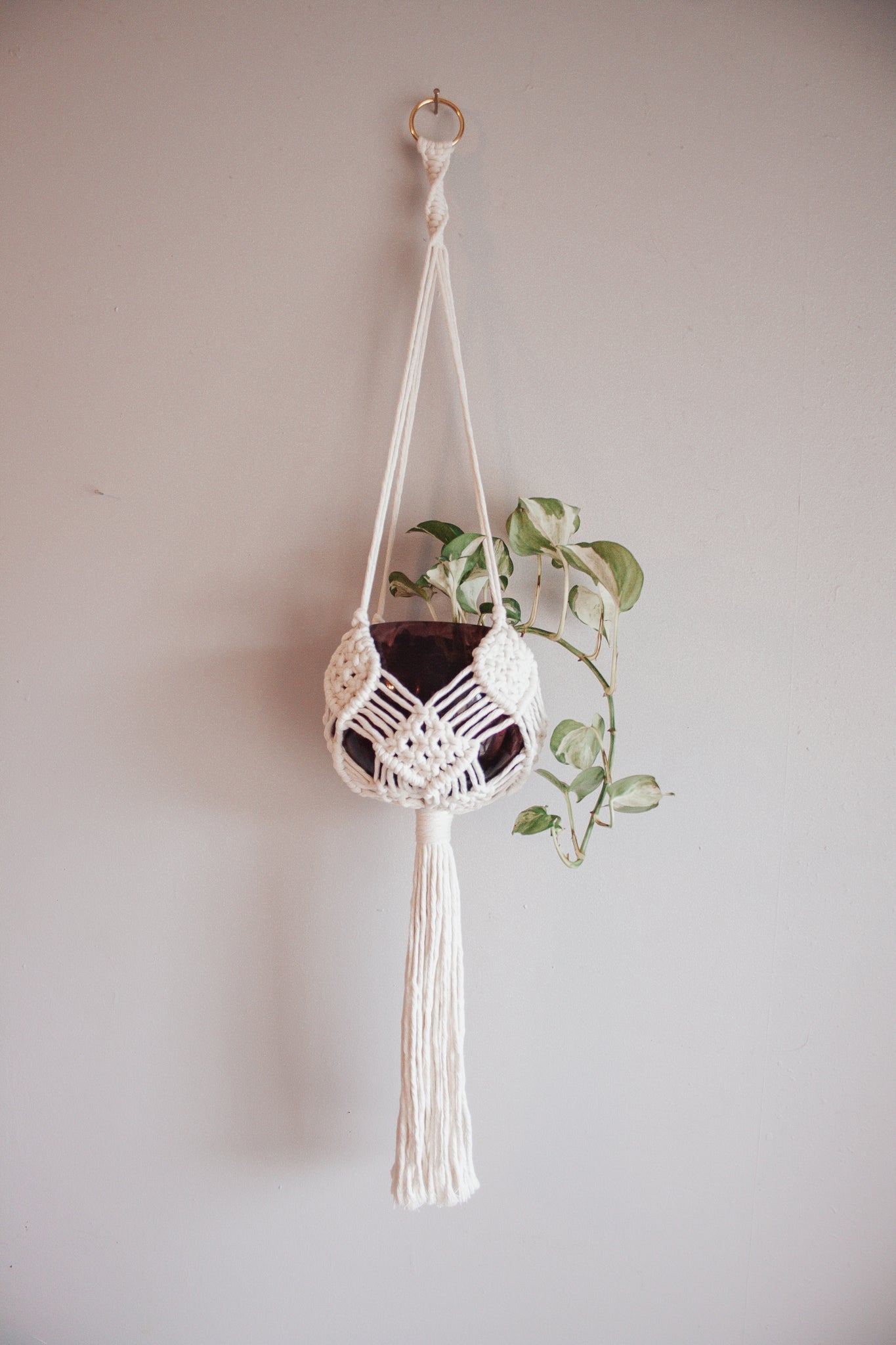 diamond macrame plant hanger Diamond Basket Macramé Plant Hanger – Modern Bo Studio
